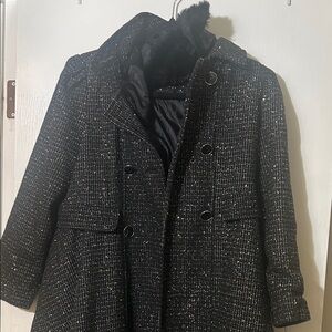 Rothschild Black Tweed Pea Coat GIRLS XL
